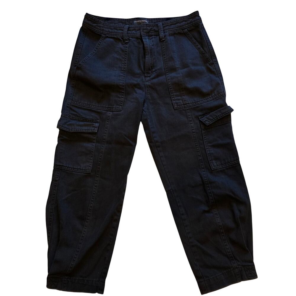 Banana Republic Petite Black Cargo Pants High Rise Straight Leg‎ Women's Size 6P